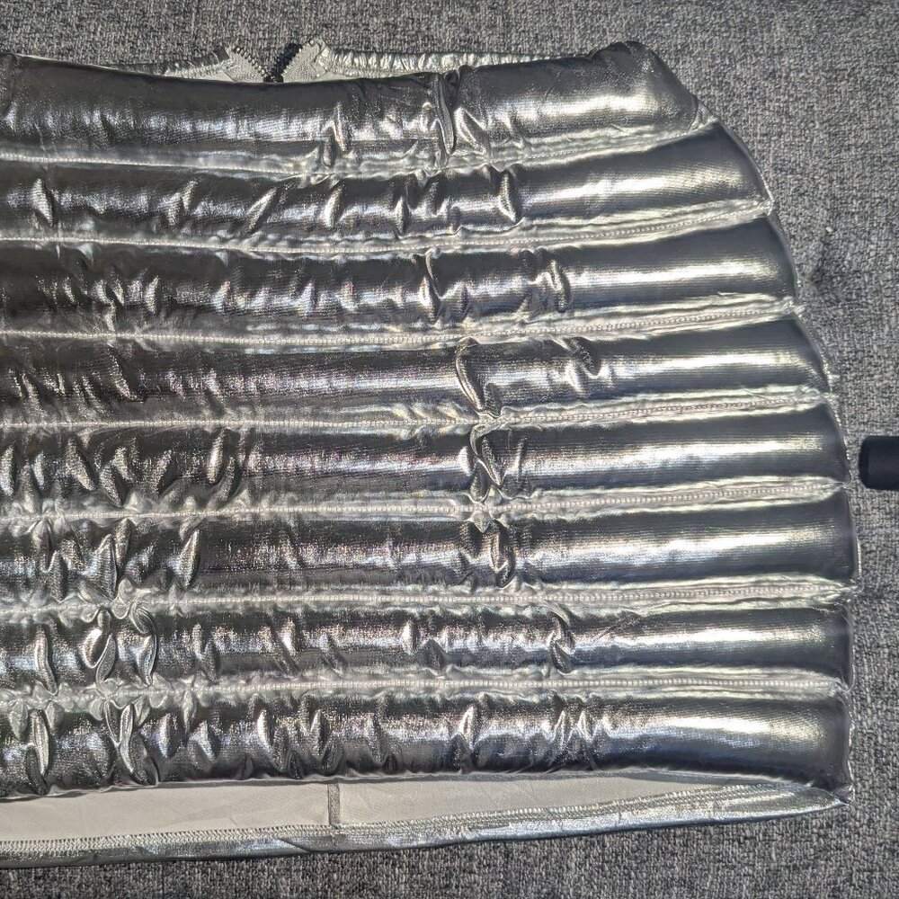 Puffy Quilted Silver Metallic Mini Skirt - 2X - Picture 6 of 9